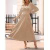 imageZESICA Womens Velvet Midi Dress 2025 Casual V Neck Long Sleeve Solid Color Elastic High Waist Flowy Evening Party DressesChampagne