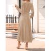 imageZESICA Womens Velvet Midi Dress 2025 Casual V Neck Long Sleeve Solid Color Elastic High Waist Flowy Evening Party DressesChampagne