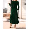 imageZESICA Womens Velvet Midi Dress 2025 Casual V Neck Long Sleeve Solid Color Elastic High Waist Flowy Evening Party DressesGreen