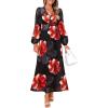 imageZESICA Womens Long Sleeve Midi Dresses 2025 Fall Square Neck Hight Wasit A Line Flowy Wedding Cocktail Party DressBlack