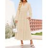 imageZESICA Boho Fall Maxi Dresses for Women 2025 Dressy Casual Long Sleeve Swiss Dot Tiered Flowy Swing Wedding Guest Long DressApricot