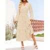 imageZESICA Boho Fall Maxi Dresses for Women 2025 Dressy Casual Long Sleeve Swiss Dot Tiered Flowy Swing Wedding Guest Long DressApricot