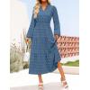 imageZESICA Boho Fall Maxi Dresses for Women 2025 Dressy Casual Long Sleeve Swiss Dot Tiered Flowy Swing Wedding Guest Long DressDustyblue