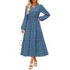 imageZESICA Boho Fall Maxi Dresses for Women 2025 Dressy Casual Long Sleeve Swiss Dot Tiered Flowy Swing Wedding Guest Long DressDustyblue