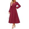 imageZESICA Boho Fall Maxi Dresses for Women 2025 Dressy Casual Long Sleeve Swiss Dot Tiered Flowy Swing Wedding Guest Long DressWinered