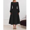imageZESICA Fall Cocktail Dresses for Women Wedding Guest 2025 Elegant Long Sleeve Square Neck Swing Evening Prom Midi DressBlack