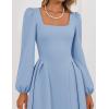 imageZESICA Fall Cocktail Dresses for Women Wedding Guest 2025 Elegant Long Sleeve Square Neck Swing Evening Prom Midi DressBlue