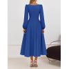 imageZESICA Fall Cocktail Dresses for Women Wedding Guest 2025 Elegant Long Sleeve Square Neck Swing Evening Prom Midi DressDarkblue