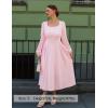 imageZESICA Fall Cocktail Dresses for Women Wedding Guest 2025 Elegant Long Sleeve Square Neck Swing Evening Prom Midi DressPink