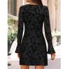 imageZESICA Fall Mini Dresses for Women 2025 Long Sleeve Floral Mesh Crewneck Bodycon Cocktail Party Club Short DressBlack