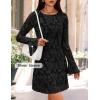 imageZESICA Fall Mini Dresses for Women 2025 Long Sleeve Floral Mesh Crewneck Bodycon Cocktail Party Club Short DressBlack