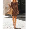 imageZESICA Fall Mini Dresses for Women 2025 Long Sleeve Floral Mesh Crewneck Bodycon Cocktail Party Club Short DressBrown