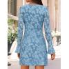 imageZESICA Fall Mini Dresses for Women 2025 Long Sleeve Floral Mesh Crewneck Bodycon Cocktail Party Club Short DressDusty Blue