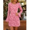 imageZESICA Fall Mini Dresses for Women 2025 Long Sleeve Floral Mesh Crewneck Bodycon Cocktail Party Club Short DressPink