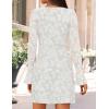 imageZESICA Fall Mini Dresses for Women 2025 Long Sleeve Floral Mesh Crewneck Bodycon Cocktail Party Club Short DressWhite