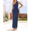 imageZESICA Womens 2025 Summer One Shoulder Sleeveless Maxi Dress Casual Floral Ribbed Knit Backless Cocktail Party Long DressesNavy