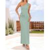 imageZESICA Womens 2025 Summer One Shoulder Sleeveless Maxi Dress Casual Floral Ribbed Knit Backless Cocktail Party Long DressesSage