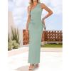 imageZESICA Womens 2025 Summer One Shoulder Sleeveless Maxi Dress Casual Floral Ribbed Knit Backless Cocktail Party Long DressesSage