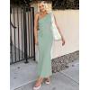 imageZESICA Womens 2025 Summer One Shoulder Sleeveless Maxi Dress Casual Floral Ribbed Knit Backless Cocktail Party Long DressesSage
