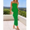 imageZESICA Womens 2025 Summer Strapless Bodycon Midi Dress Off Shoulder Sleeveless Side Slit Tube Long Club Party DressesGreen