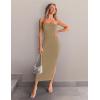 imageZESICA Womens 2025 Summer Strapless Bodycon Midi Dress Off Shoulder Sleeveless Side Slit Tube Long Club Party DressesKhaki