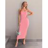 imageZESICA Womens 2025 Summer Strapless Bodycon Midi Dress Off Shoulder Sleeveless Side Slit Tube Long Club Party DressesPink