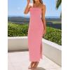 imageZESICA Womens 2025 Summer Strapless Bodycon Midi Dress Off Shoulder Sleeveless Side Slit Tube Long Club Party DressesPink