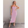 imageZESICA Womens 2025 Summer Strapless Bodycon Midi Dress Off Shoulder Sleeveless Side Slit Tube Long Club Party DressesPurple