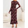 imageZESICA Womens Fall Floral Long Sleeve Maxi Dress 2025 Boho Bodycon V Neck Ruffle Wedding Party Long DressesBlack Rose