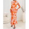 imageZESICA Womens Fall Floral Long Sleeve Maxi Dress 2025 Boho Bodycon V Neck Ruffle Wedding Party Long DressesOrange