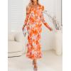 imageZESICA Womens Fall Floral Long Sleeve Maxi Dress 2025 Boho Bodycon V Neck Ruffle Wedding Party Long DressesOrange