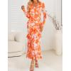 imageZESICA Womens Fall Floral Long Sleeve Maxi Dress 2025 Boho Bodycon V Neck Ruffle Wedding Party Long DressesOrange