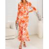 imageZESICA Womens Fall Floral Long Sleeve Maxi Dress 2025 Boho Bodycon V Neck Ruffle Wedding Party Long DressesOrange