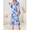 imageZESICA Womens Fall Floral Long Sleeve Maxi Dress 2025 Boho Bodycon V Neck Ruffle Wedding Party Long DressesSky