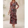 imageZESICA Womens Fall Floral Wedding Guest Bodycon Dresses 2025 Long Sleeve Crewneck Mesh Ruffle Mermaid Party Maxi DressFloralblack