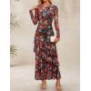 imageZESICA Womens Fall Floral Wedding Guest Bodycon Dresses 2025 Long Sleeve Crewneck Mesh Ruffle Mermaid Party Maxi DressFloralblack