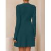 imageZESICA Womens Fall Long Sleeve Sweater Dress 2025 Casual V Neck Button Ribbed Knit A Line Swing Mini DressesTeal