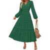 imageZESICA Boho Fall Maxi Dresses for Women 2025 Dressy Casual Long Sleeve Swiss Dot Tiered Flowy Swing Wedding Guest Long DressDarkgreen