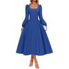 imageZESICA Fall Cocktail Dresses for Women Wedding Guest 2025 Elegant Long Sleeve Square Neck Swing Evening Prom Midi DressDarkblue