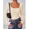 imageZESICA Womens Long Sleeve Shirts 2025 Fall Fashion Square Neck Slim Fit Basic Going Out Tops Trendy OutfitsApricot