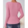 imageZESICA Womens Long Sleeve Shirts 2025 Fall Fashion Square Neck Slim Fit Basic Going Out Tops Trendy OutfitsPink