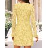 imageZESICA Fall Mini Dresses for Women 2025 Long Sleeve Floral Mesh Crewneck Bodycon Cocktail Party Club Short DressYellow