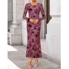 imageZESICA Womens 2025 Bell Long Sleeve Floral Maxi Dress Fall Fashion Bodycon Mesh Wedding Guest Cocktail Party DressesGreypink