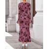 imageZESICA Womens 2025 Bell Long Sleeve Floral Maxi Dress Fall Fashion Bodycon Mesh Wedding Guest Cocktail Party DressesGreypink