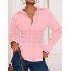 imageZESICA Womens 2025 Fall Long Sleeve Blouse Business Dressy Casual Button Down Shirts Peplum Tops Fashion Trendy ClothesPink
