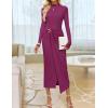 imageZESICA Womens 2025 Fall Long Sleeve Bodycon Dress Mock Neck Wedding Guest Cocktail Party Long Midi DressesEggplant