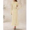 imageZESICA Womens Long Sleeve Floral Bodycon Dress 2025 Fall Fashion Ruched Mesh Wedding Guest Cocktail Party Maxi DressesBeige Yellow