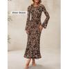imageZESICA Womens Long Sleeve Floral Bodycon Dress 2025 Fall Fashion Ruched Mesh Wedding Guest Cocktail Party Maxi DressesKhaki