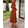 imageZESICA Womens Long Sleeve Midi Sweater Dress 2025 Fall Crewneck Knit A Line Pleated Flowy Long Dresses with BeltRust