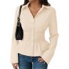 imageZESICA Womens 2025 Fall Long Sleeve Blouse Business Dressy Casual Button Down Shirts Peplum Tops Fashion Trendy ClothesApricot